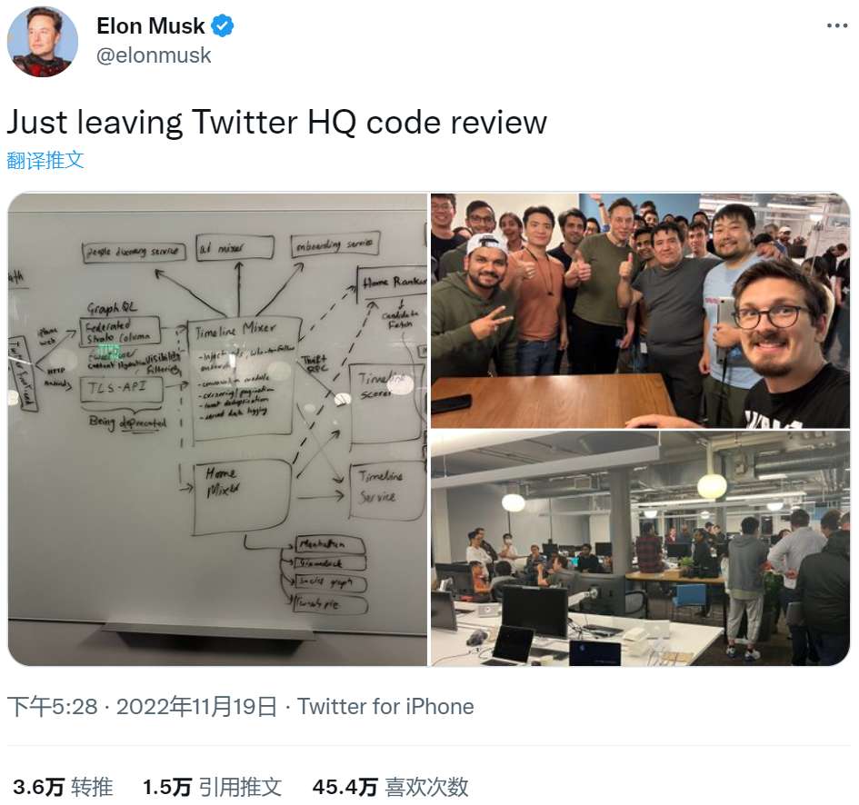 马斯克亲自组织Code Review，并晒出Twitter架构图，网友们低估其代码能力了！