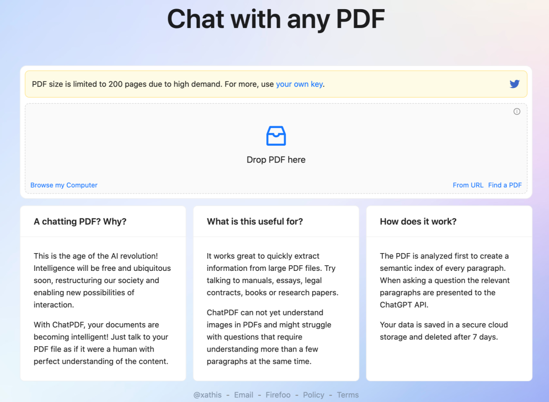 生产力工具又来了：ChatGPT + PDF = ChatPDF，复制粘贴都省了！