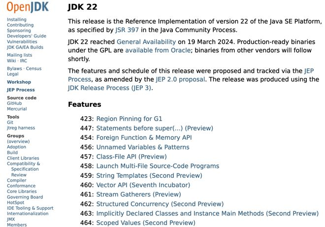 JDK22 正式发布了 ！